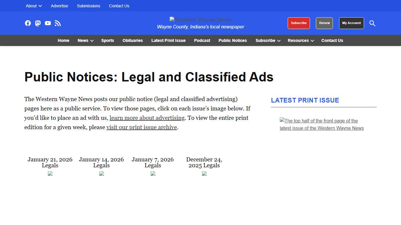 Public Notices: Legal and Classified Ads - Western Wayne News